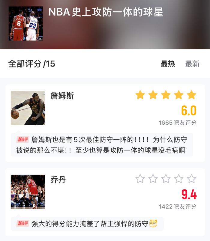 华体会官方网站-詹姆斯攻防一体遭质疑，乔丹高评分引争议