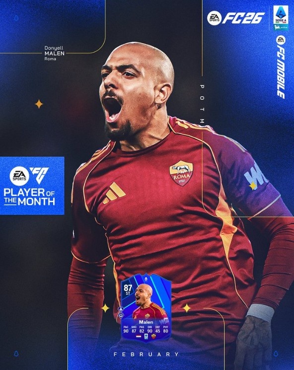 华体会官方网站-4场4球，意甲官方：罗马前锋马伦当选联赛2月最佳球员